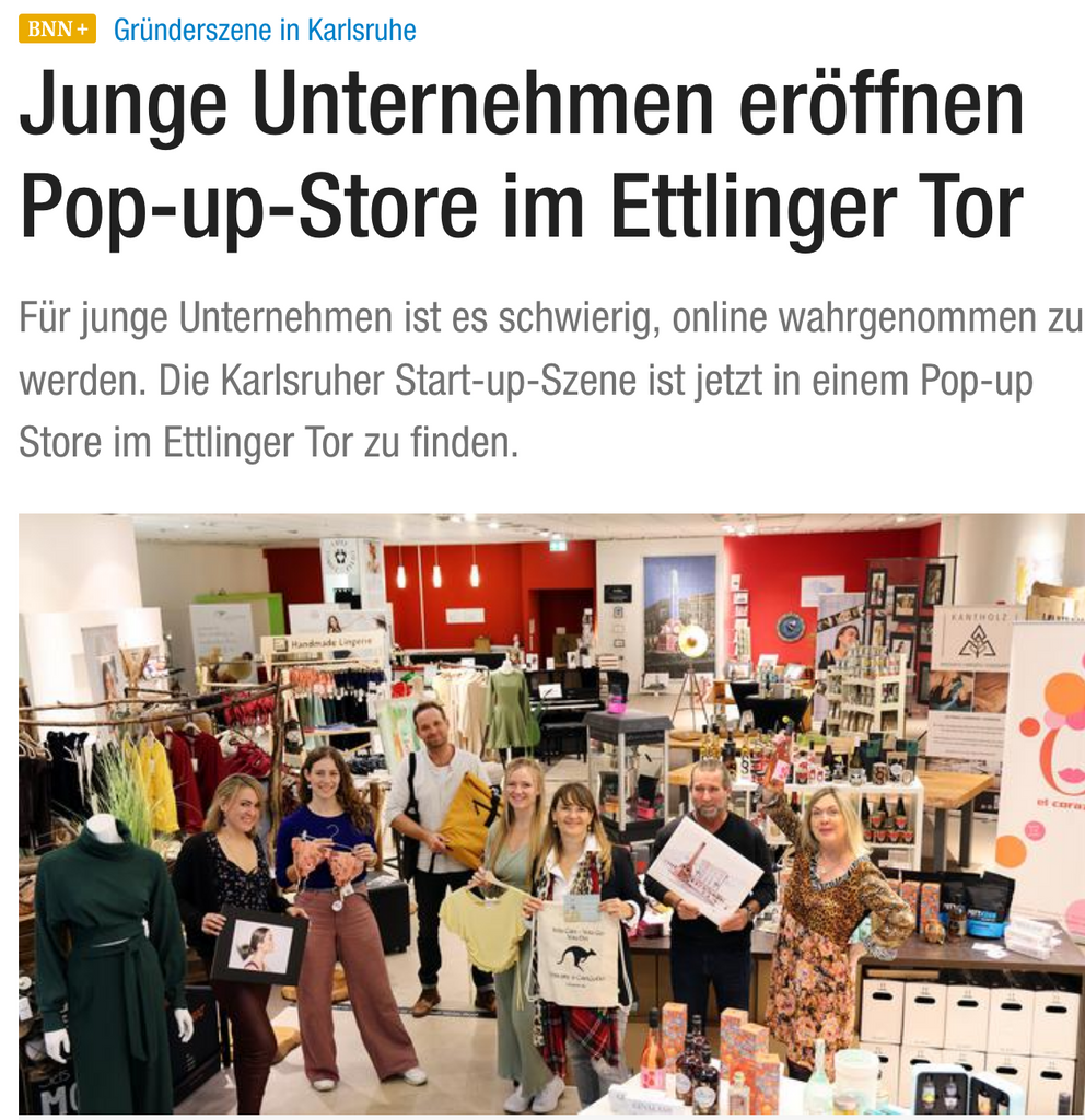 BNN Artikel zum Pop-up-Store im Ettlinger Tor