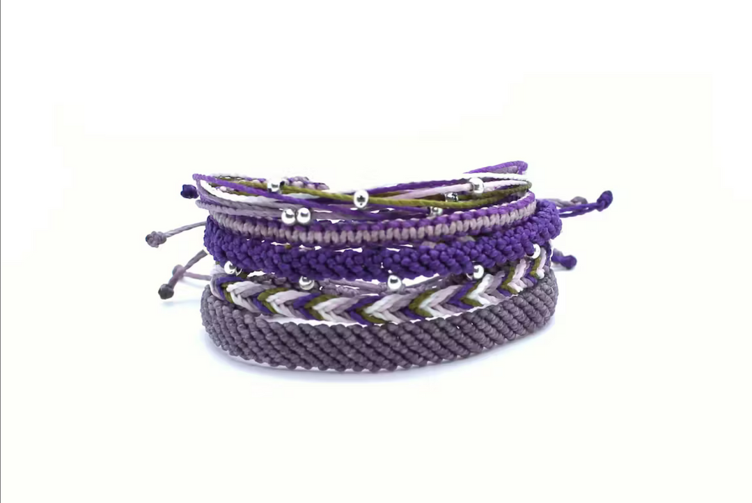 Lavendel Armband Makramee, verschiedene Styles