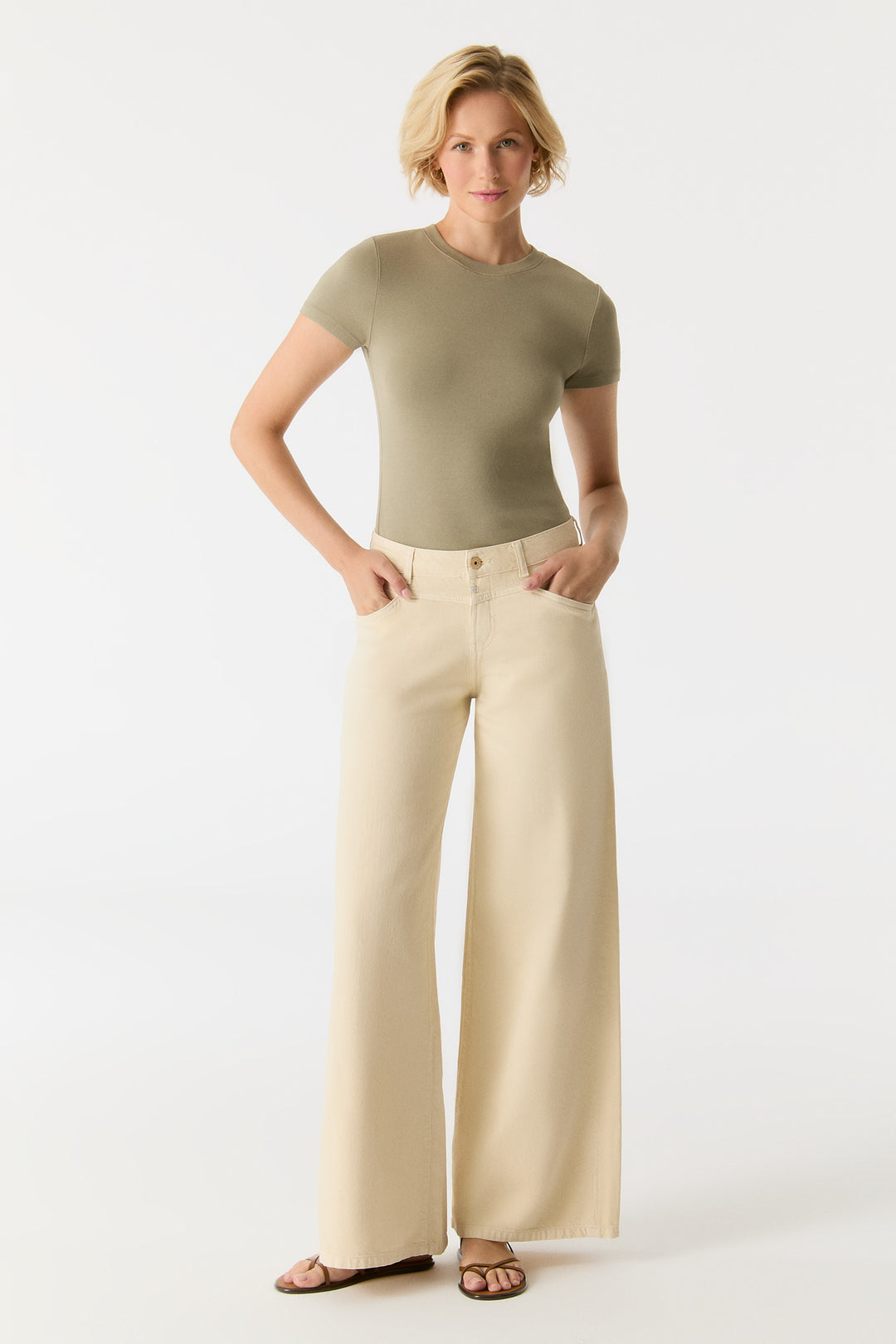 HAZEL Wide Leg Jeans - ecru