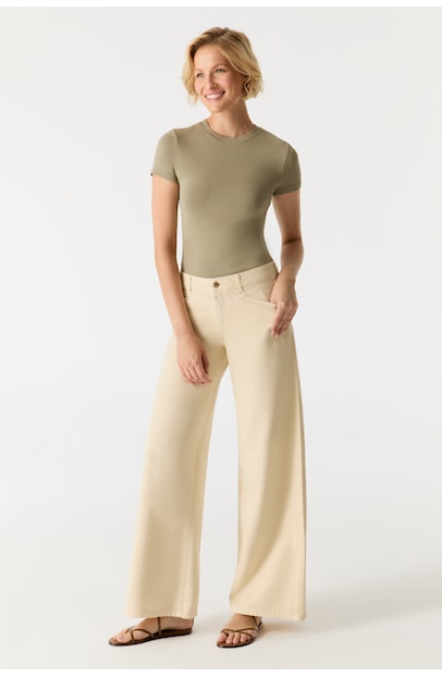 HAZEL Wide Leg Jeans - ecru