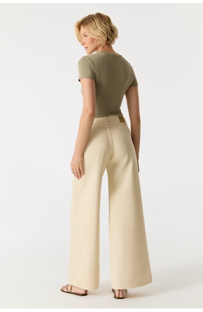 HAZEL Wide Leg Jeans - ecru