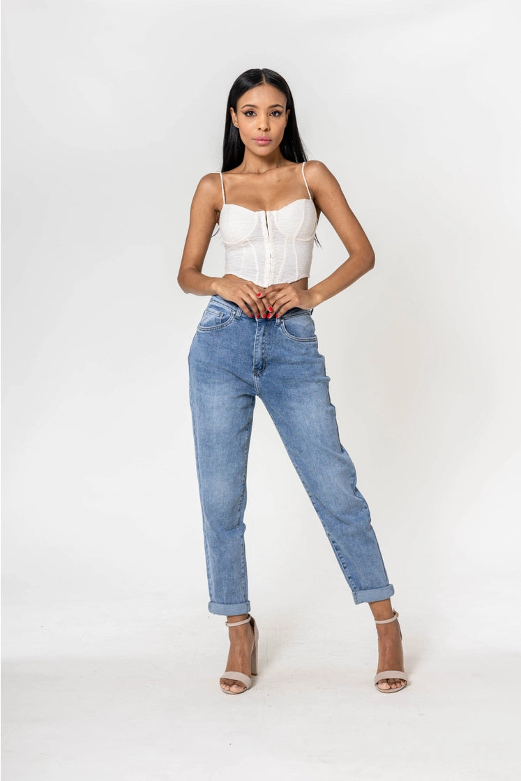 Boyfriend Stretch Jeans - blau