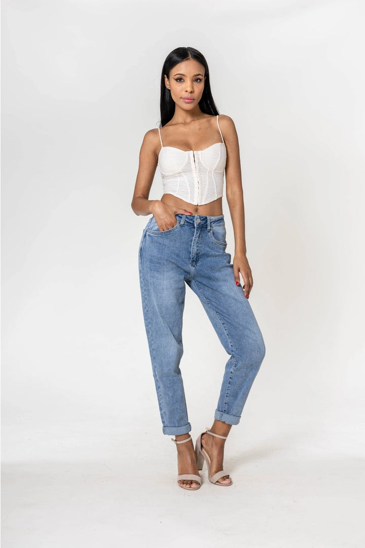 Boyfriend Stretch Jeans - blau