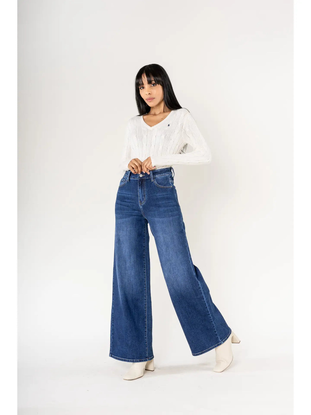 Wide Leg Jeans - dunkelblau