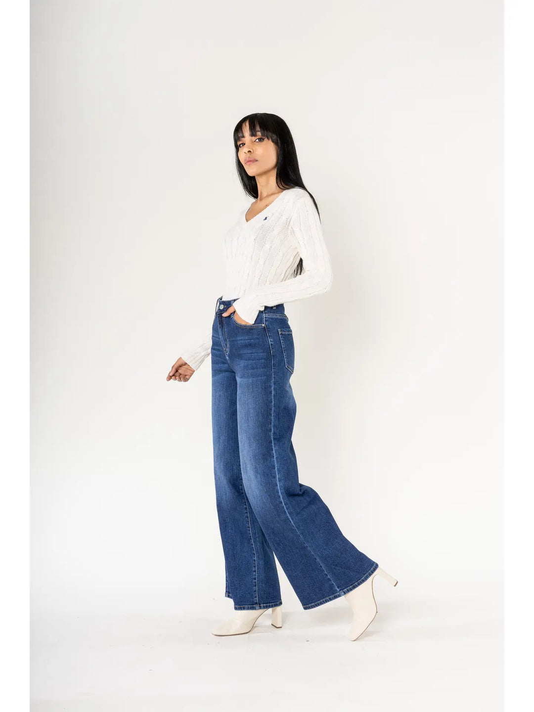 Wide Leg Jeans - dunkelblau