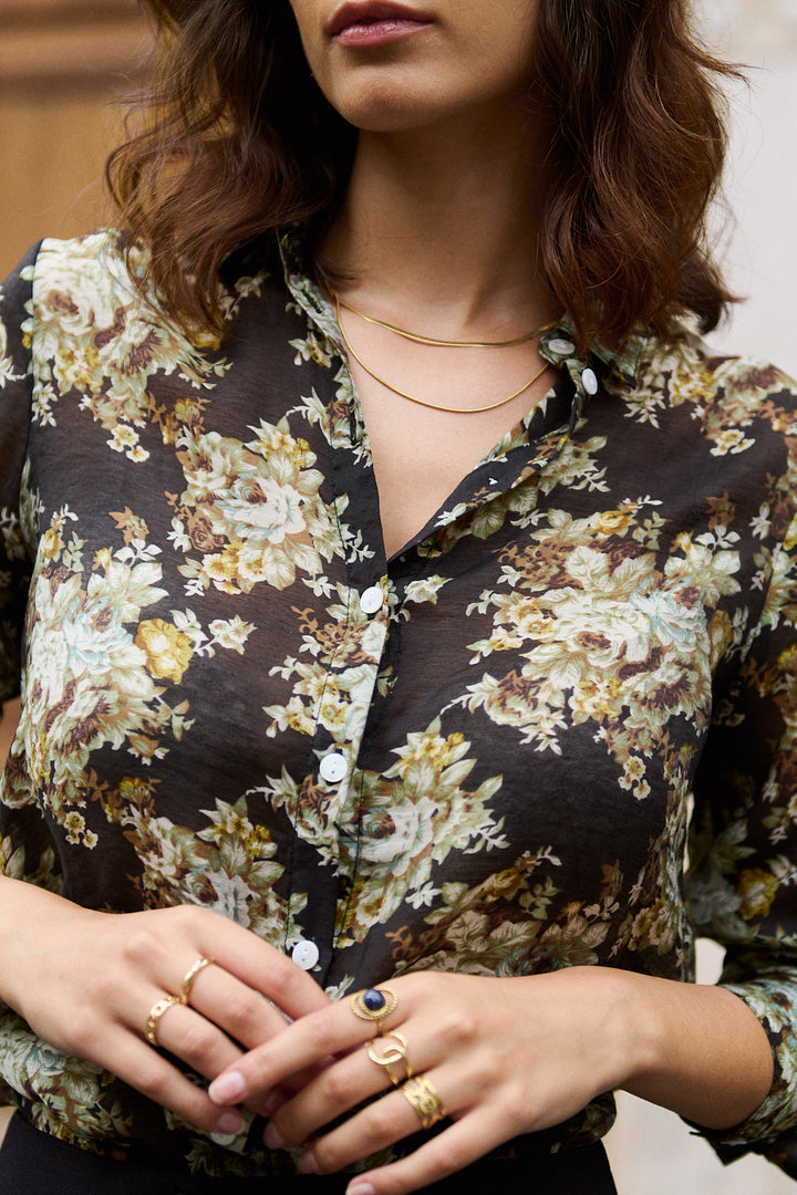Hemdbluse mit Blumenmuster