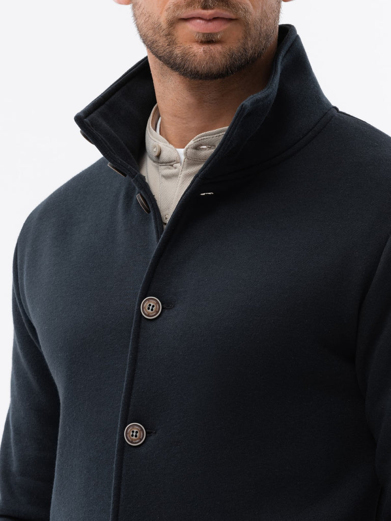 Button-Down-Sweatshirtjacke mit Kragen für Herren in schwarz