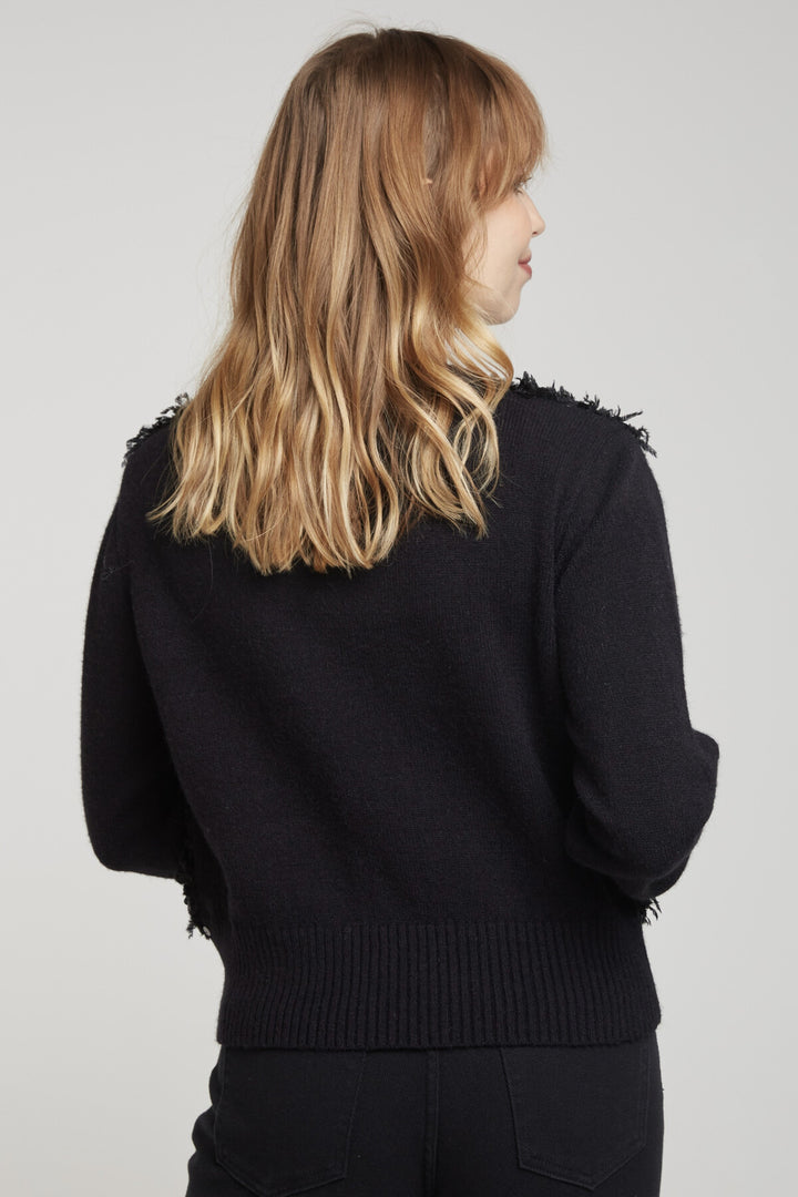 PERDRIX - Pullover mit Pailletten und Federn - schwarz