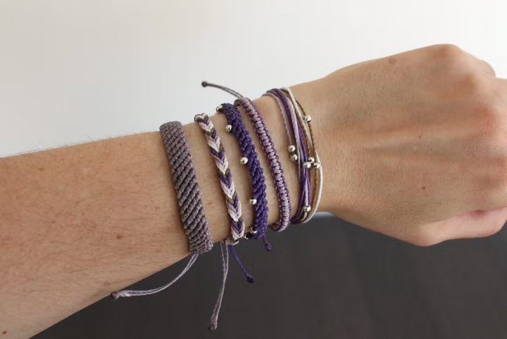 Lavendel Armband Makramee, verschiedene Styles