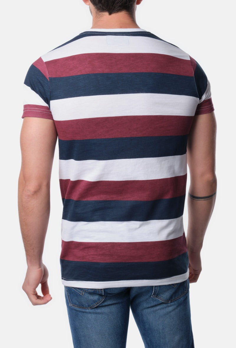 Kontrast-Shirt mit Streifendruck, Vanitas