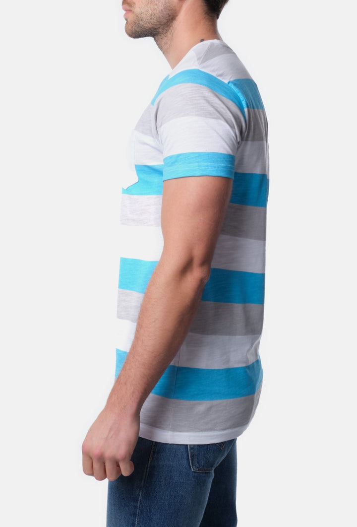Kontrast-Shirt mit Streifendruck, Vanitas